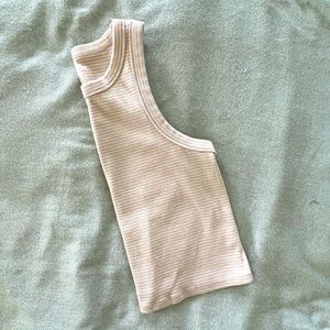 old navy ribbed razor crop tank, tan stripe - XL